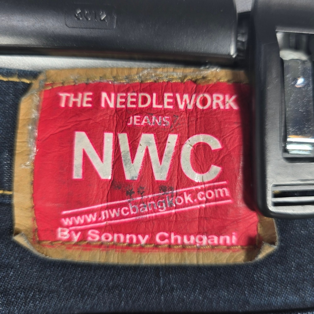 NWC‎ The Needlework by Sonny Chugani Jeans Women 34 Dark Blue Flare Leg Beaded - Picture 3 of 16